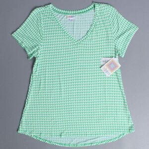LuLaRoe Christy T V Neck Mermaid Scales Green White XXS Dress